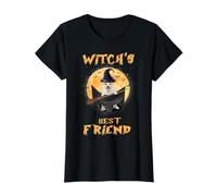 Witch's Best Friend Halloween Corgi Dog Witch In Pocket Camiseta gráfica económica, Mujer, Negro, L