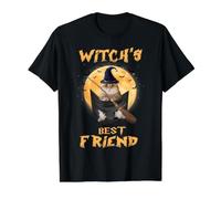 Witch's Best Friend Halloween Golden British Cat Witch Camiseta gráfica económica, Hombre, Negro, M