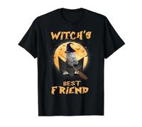 Witch's Best Friend Halloween Grey Tabby Cat Witch In Pocket Camiseta gráfica económica, Hombre, Negro, M