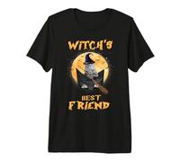 Witch's Best Friend Halloween Grey Tabby Cat Witch In Pocket Camiseta Premium