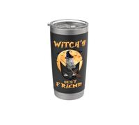 Witch's Best Friend Halloween Grey Tabby Cat Witch In Pocket Vaso térmico de acero inoxidable de doble pared