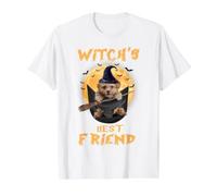 Witch's Best Friend Halloween Poodle Dog Witch In Pocket Camiseta gráfica económica, Hombre, Blanco, L