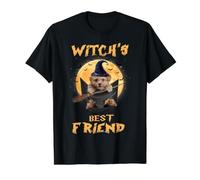 Witch's Best Friend Halloween Poodle Dog Witch In Pocket Camiseta gráfica económica, Hombre, Negro, S