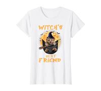 Witch's Best Friend Halloween Poodle Dog Witch In Pocket Camiseta gráfica económica, Mujer, Blanco, L
