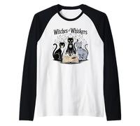 Witchy Cat Spellbook Magic Feline Humor para mamá y papá Camiseta Manga Raglan