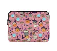 Witchy Cats - Funda protectora para laptop de Halloween, color rosa