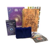 Witchy Cauldron Juego de aprendizaje de tarot para principiantes: tarjetas de aprendizaje para principiantes, soporte de satén y diario de tarot para planificación espiritual (azul)