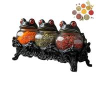 Witchy Frog Apothecary Spice Jars, Handcrafted Vintage Glass Storage Jars for Salt, Pepper, Herbs & Tea Leaves