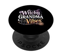 Witchy Grandma Vibes - Escoba con diseño de luna creciente PopSockets PopGrip Adhesivo