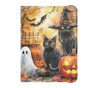 Witchy Halloween Cats Spooky - Cartera de viaje de piel para pasaporte, gran capacidad, para hombre, viaje de negocios