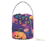 Witchy Halloween Spooky Town Art - Bolsas de ganchillo con agujeros, bolsas de almacenamiento para organizador de punto de ganchillo
