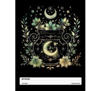 Witchy Wicca Notebook: Crescent Moon Cauldron - Vintage Witchcraft Magic Theme