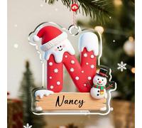 witfox Bolas de Navidad Personalizadas - Personalized A-Z Letter Ornaments for Christmas Tree, Adornos de Navidad para la Familia Personalizada, Regalo Original para Familiares Amigos Regalo para Niño