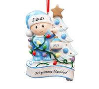 witfox Decoracion Adornos Navidad Personalizados - Mi Primera Navidad Bebe Adornos Navideños con Nombre Personalizado, Navideñas Personalizadas Niños, Nietos, Azul