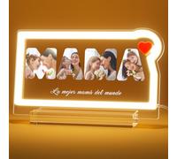 witfox Día de la Madre Regalo Personalizado - Acrílico Personalizado Canción con Foto, Neón Música Placa, Día de la Madre Regalo Original,Tres Bases para Elegir, Puerto USB