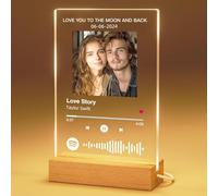 witfox Placa Spotify Personalizada con Luz - Placa Spotify con Foto&Code&Texto&Fecha;Regalo de Cumpleaños Original, Regalos Pareja, Aniversario, San Valentín,Día del Padre, Día de la Madre-15x22cm