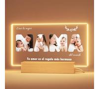 witfox Regalo Día de la Madre para Mamá - Lámpara Personalizada con Foto, Idea de Regalo Original y Marco de Fotos