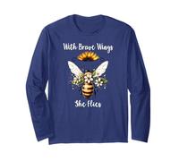 With Brave Wings She Flies Bee Flower Daisy Sunflower Floral Manga Larga