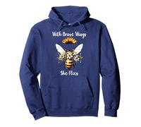 With Brave Wings She Flies Bee Flower Daisy Sunflower Floral Sudadera con Capucha