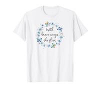 with Brave Wings She Flies Blue Butterfly Cute Purple Floral Camiseta
