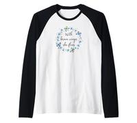 with Brave Wings She Flies Blue Butterfly Cute Purple Floral Camiseta Manga Raglan
