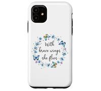 with Brave Wings She Flies Blue Butterfly Cute Purple Floral Carcasa para iPhone 11