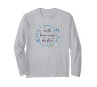 with Brave Wings She Flies Blue Butterfly Cute Purple Floral Manga Larga