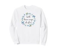 with Brave Wings She Flies Blue Butterfly Cute Purple Floral Sudadera