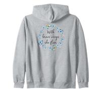 with Brave Wings She Flies Blue Butterfly Cute Purple Floral Sudadera con Capucha