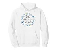 with Brave Wings She Flies Blue Butterfly Cute Purple Floral Sudadera con Capucha