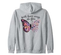With Brave Wings She Flies Butterfly Sign With Brave Wings Sudadera con Capucha