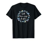 with Brave Wings She Flies Cute Butterfly Blue Purple Floral Camiseta