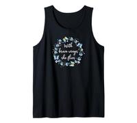 with Brave Wings She Flies Cute Butterfly Blue Purple Floral Camiseta sin Mangas