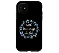with Brave Wings She Flies Cute Butterfly Blue Purple Floral Carcasa para iPhone 11
