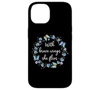 with Brave Wings She Flies Cute Butterfly Blue Purple Floral Carcasa para iPhone 14