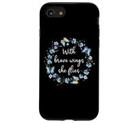 with Brave Wings She Flies Cute Butterfly Blue Purple Floral Carcasa para iPhone SE (2020) / 7/8