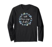 with Brave Wings She Flies Cute Butterfly Blue Purple Floral Manga Larga