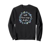 with Brave Wings She Flies Cute Butterfly Blue Purple Floral Sudadera