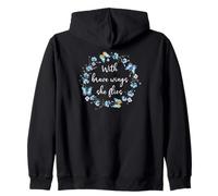 with Brave Wings She Flies Cute Butterfly Blue Purple Floral Sudadera con Capucha