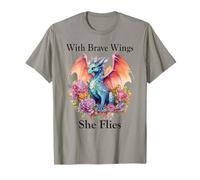 With Brave Wings She Flies Dragon Wing Floral Pink Flower Camiseta