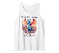 With Brave Wings She Flies Dragon Wing Floral Pink Flower Camiseta sin Mangas