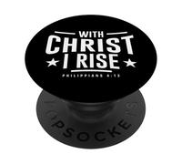 with Christ I Rise Verso de la Biblia Filipenses 4:13 Cristiano PopSockets PopGrip Adhesivo