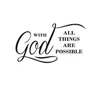 with God All Things are Possible - Calcomanías de pared de vinilo religioso, calcomanías de pared de vinilo para pared, letras de motivación que dicen arte de pared, frases inspiradoras