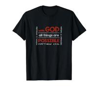 with God All Things Are Possible Mateo 19:26 Versículo de la Biblia Camiseta gráfica económica, Hombre, Negro, L
