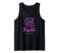 with God All Things Are Possible Matthew Biblia Versículo Fe Camiseta sin Mangas