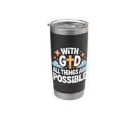 With God All Things Are Possible Versículo de la Biblia Christian Jesus Vaso térmico de acero inoxidable de doble pared