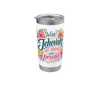 With Jehovah All Things Possible Jehovahs Witnesses Gift Vaso térmico de acero inoxidable de doble pared