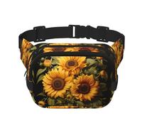 with the yellow Sunflower Printed Fashion Crossbody Bag - Riñonera de senderismo, bolsa de hombro cuadrada de doble capa para viajes y fitness