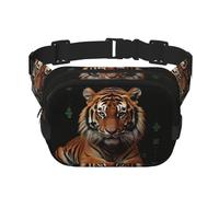 With Tiger And Paws - Riñonera para mujer, impermeable, ajustable, riñonera, casual, para correr, entrenamiento, senderismo, viajes, color negro, talla única, Black, Talla única