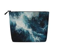 Within The Tides - Bolsa de cosméticos con estampado para mujer, de lino sintético, gran capacidad, perfecta para viajes y uso diario, Black, Talla única